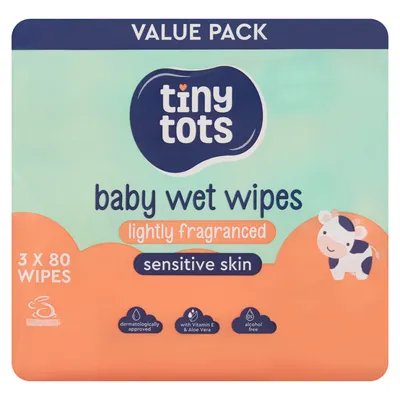 Tiny Tots 80 Fragranced Baby Wipes 240 Pack