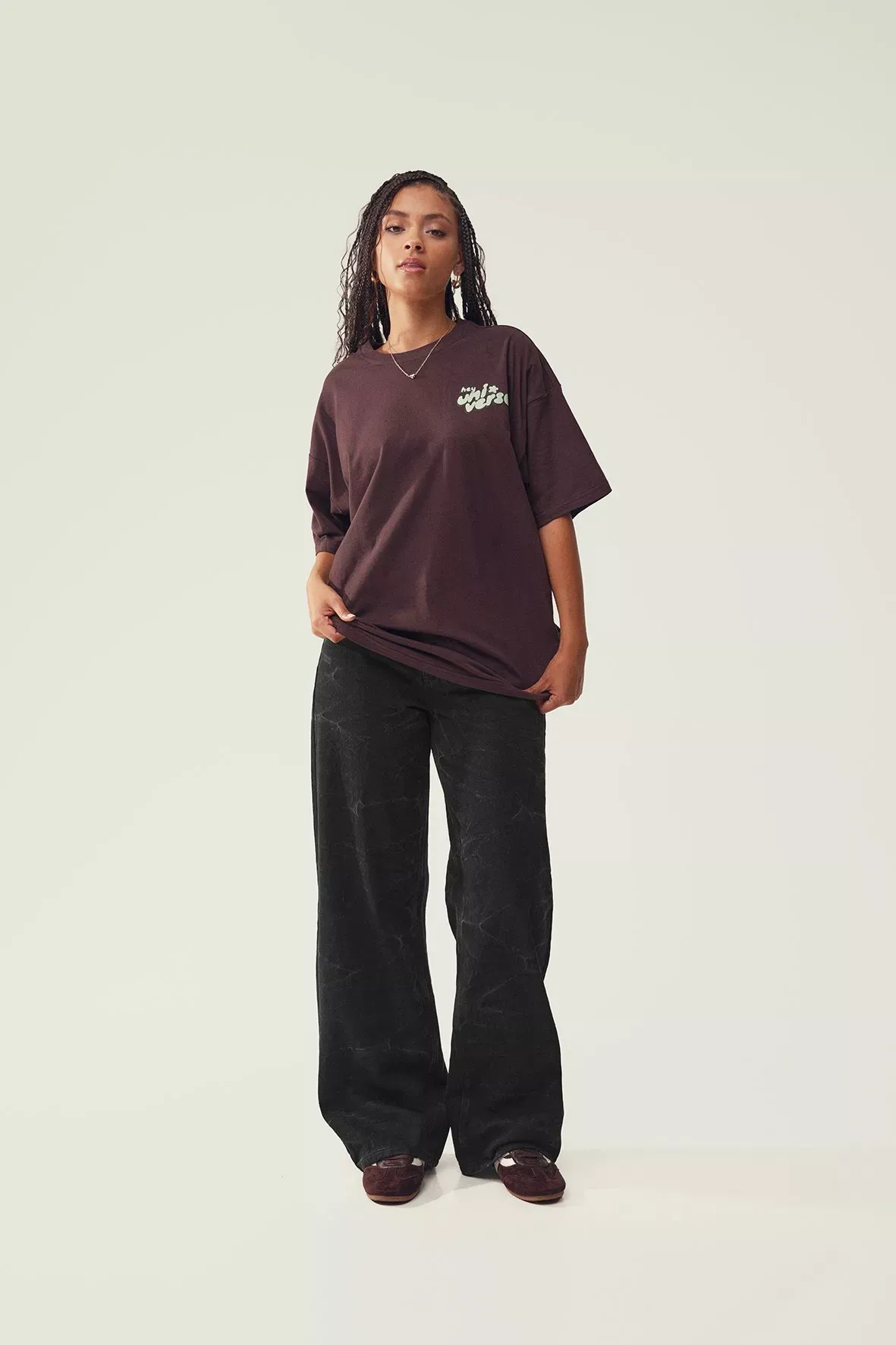 Crinkled Wide Leg Denim