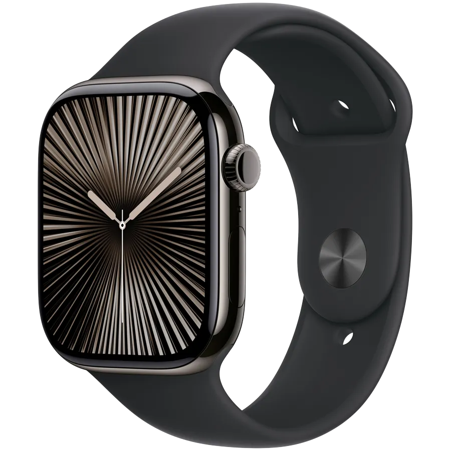 Apple Watch Series 10 GPS + Cellular 42mm Slate Titanium Case with Black Sport Band - M/L,Model A30…