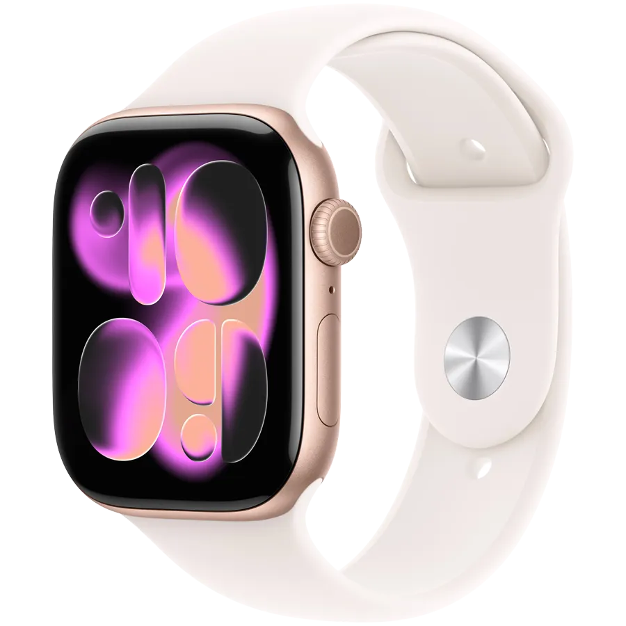 Apple Watch Series 11 GPS 46mm Rose Gold Aluminium Case with Light Blush Sport Band - S/M,Model A33…