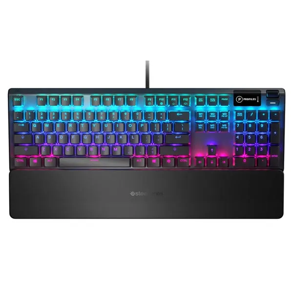 SteelSeries 64532 Apex 5 US Hybrid Mechanical Gaming Keyboard with OLED Smart Display Blue Swith Ga…
