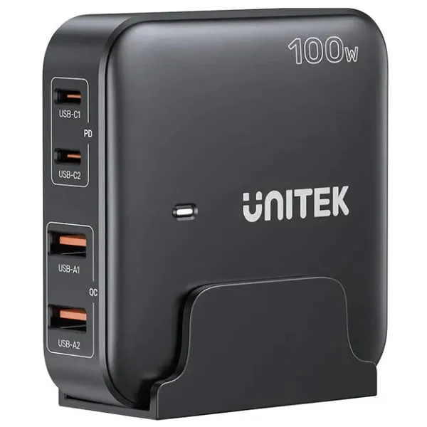 Unitek 4-Port 100W Smart Desktop GAN III Charging Station - Black