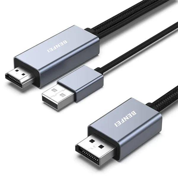 BENFEI HDMI to DisplayPort Male-to-Male with USB-A Male Power 1.8m Cable Supports Resolution Up To …