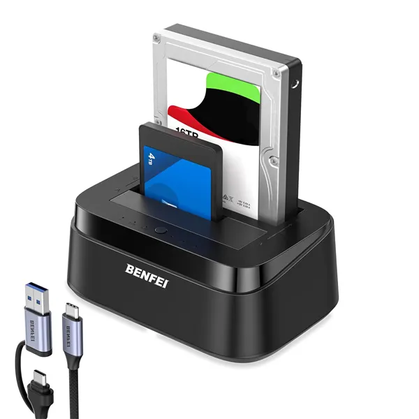 BENFEI 000423K USB-A / C 3.0 Male 2.5 / 3.5” SATA III 6Gbps Dual-Bay External Hard Drive Docking St…