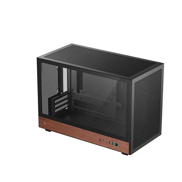 DeepCool CH260 Wood Grain Compact High Airflow Micro ATX Case with Full-Steel Mesh Panels and Tempe…