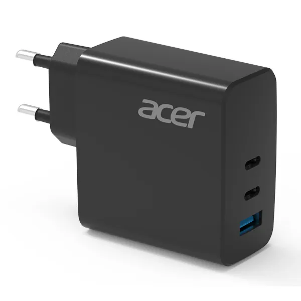 Acer OPS530BK 67W GaN Charger EU Plug Triple Port Fast Charger (Dual USB-C + USB-A 3.0), Compact Po…