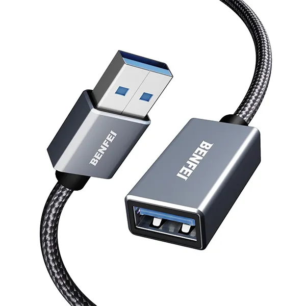 BENFEI 000393G USB-A 3.0 Male to Female Extension 0.5m Braided Cable with Nickle-Plated Connectors …