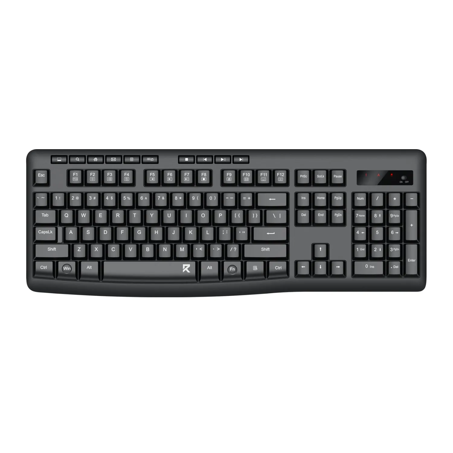 Redragon BK-7367 Full-size Ergonomic Wireless Membrane Office Keyboard - Black