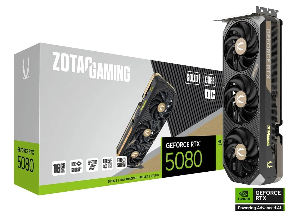 ZOTAC GAMING GeForce RTX 5080 SOLID CORE OC 16GB GDDR7 Graphics Card