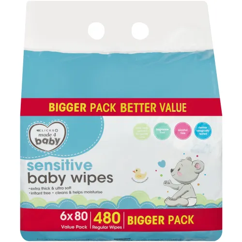 Made 4 Baby Baby Wipes 6 packs x 80 Wipes