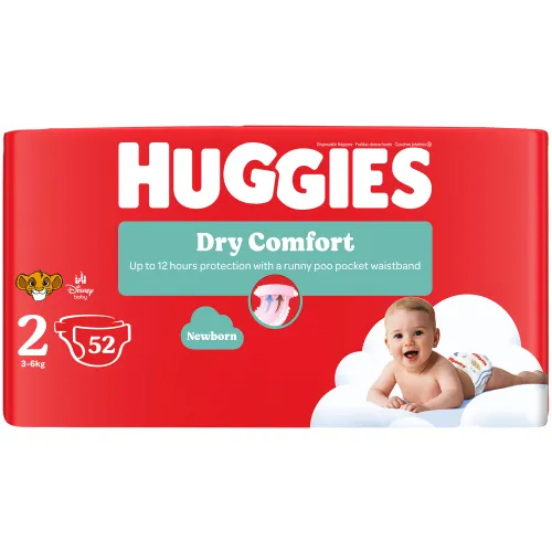 Huggies Dry Comfort Nappies Value Pack Size 2 52s