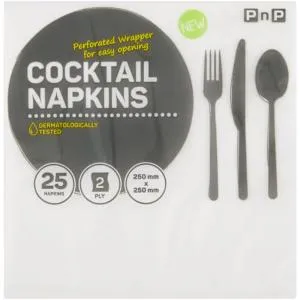 PnP White Cocktail Napkins 25s