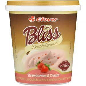 Clover Bliss Double Cream Strawberries &amp; Cream Yoghurt 1kg