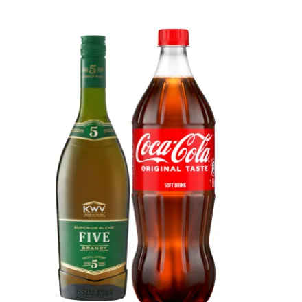 KWV 5 YO Brandy &amp; Coca-Cola Original Soft Drink 1L