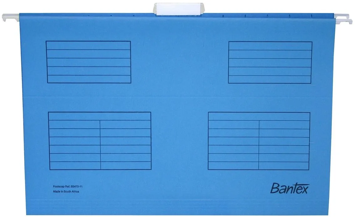 Bantex Suspension File Foolscap - 240X366 - wide -10's - Cobalt Blue