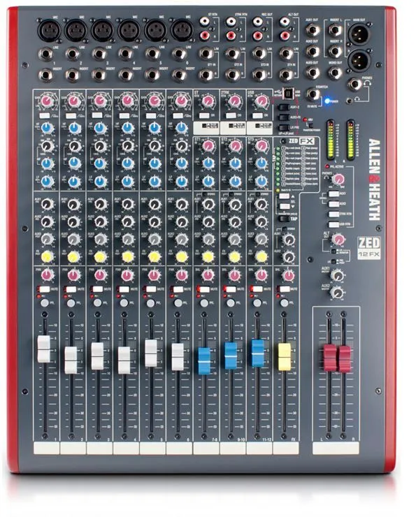 Allen & Heath ZED-12FX Live Studio Mixer with USB Interface & FX - Black
