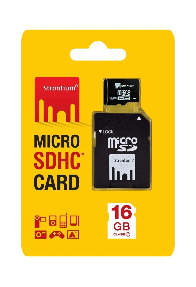 Strontium 16GB Micro SDHC Card with Adaptor  Class 10