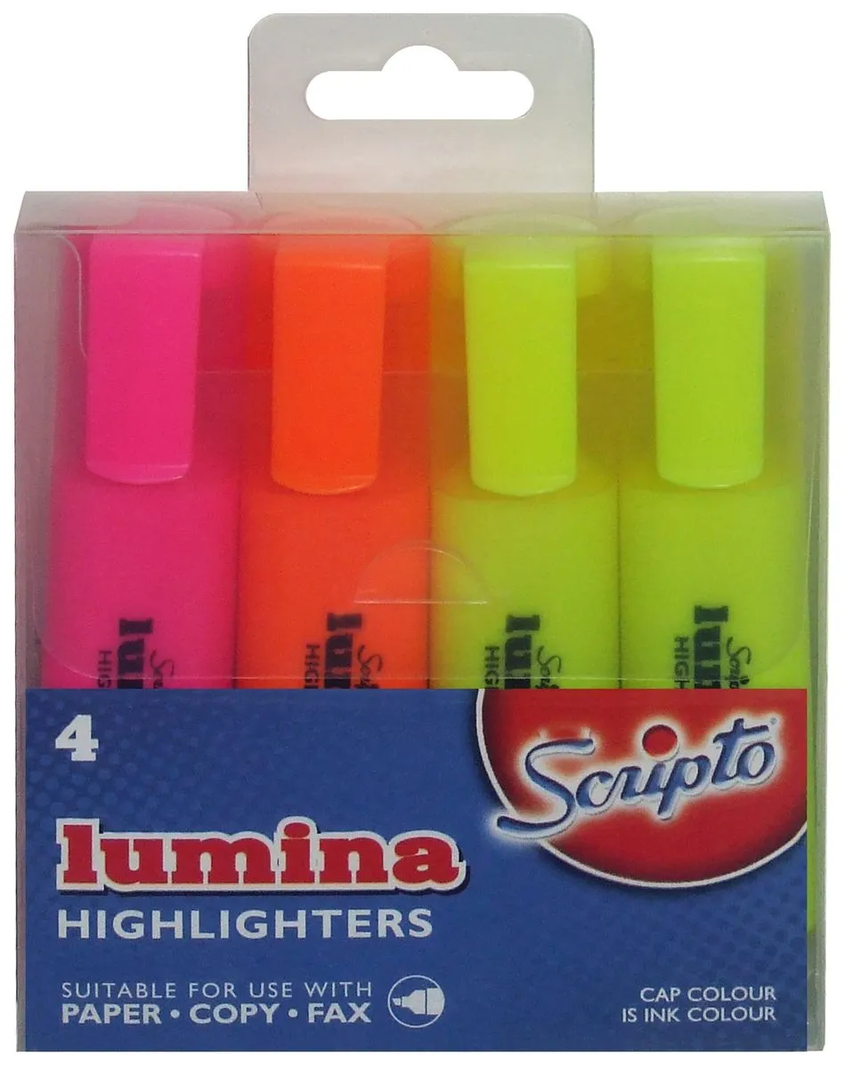 Scripto Lumina Highlighters (Box of 4) 