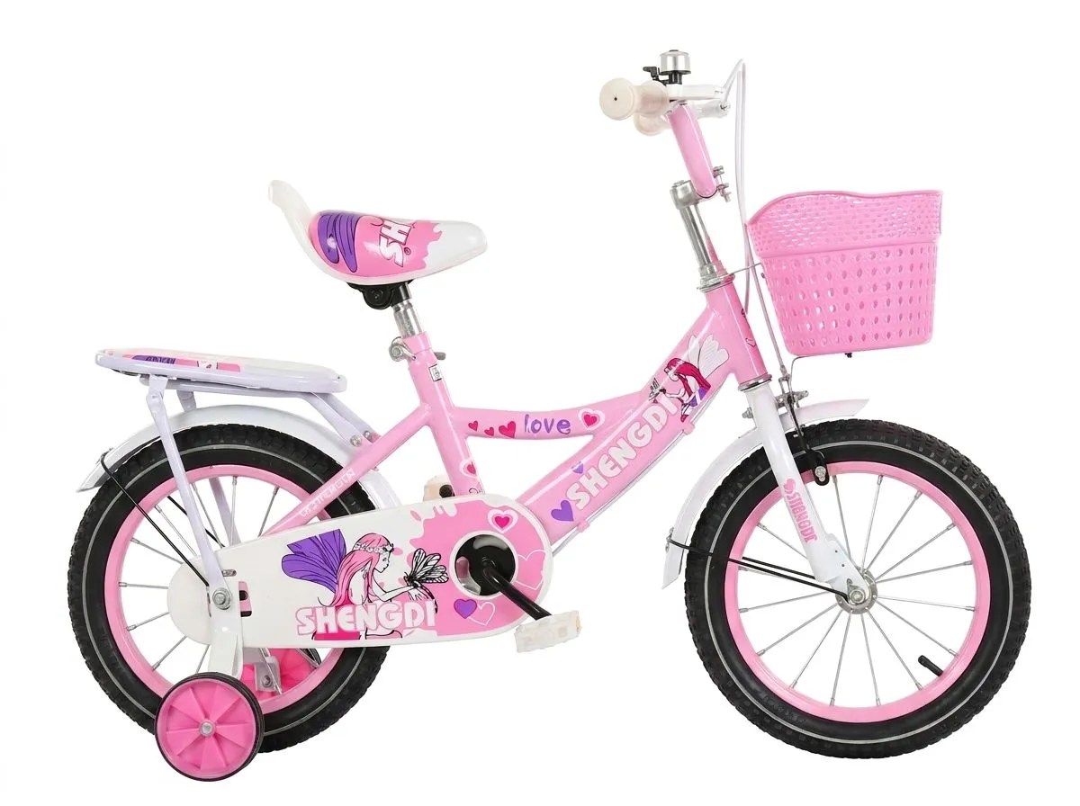 FairyGlow Girls Pink Bicycle with Basket & Dual Brakes 12-16Inch Kids Bike
