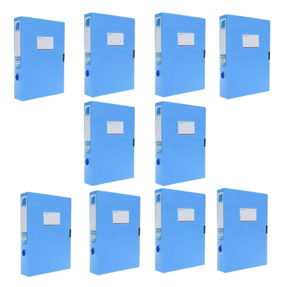 Office Stationery Blue A4 Archive Storage File Organizer Set of 10 - 31cm