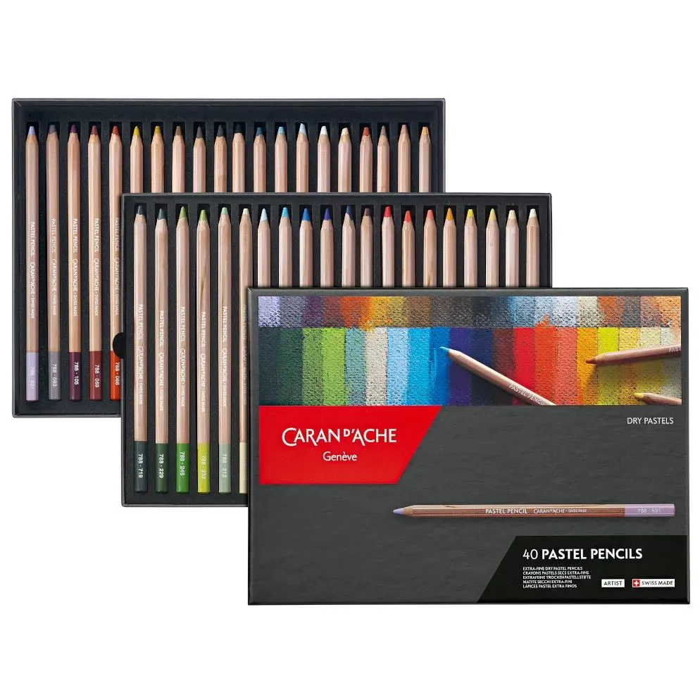 Caran D'Ache Pastel coloured pencils, 40 pencil set