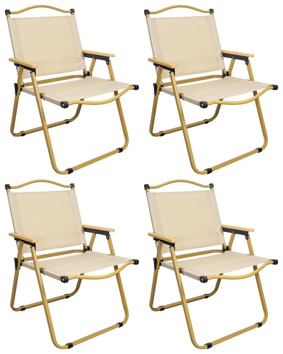 Lawn Chair Ultralight Folding Camping Chair, Director's Chair pack of 4 - Beige