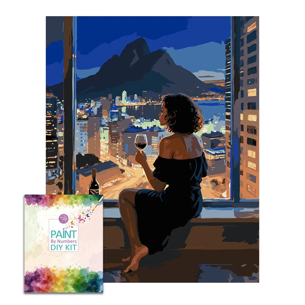 Easy Craft Paint by Number DIY Kit, 50x40cm - Beauty and Wine - City Night View
