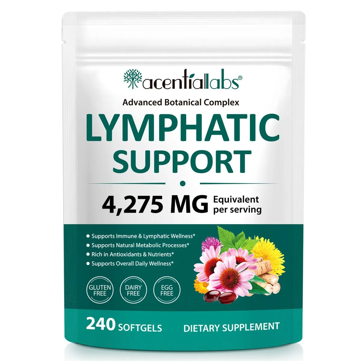 Acentiallabs Lymphatic Drainage Softgels 240P