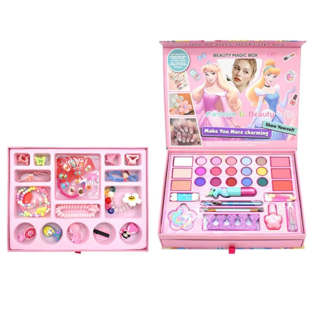 Kids Washable Makeup Kit for Girls Princess Toys Real Cosmetics Set Gifts