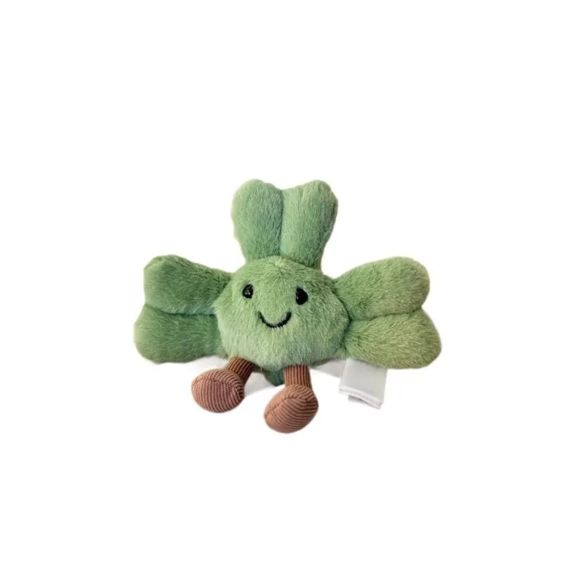 Adorable Lucky Shamrock Plush Keychain, Healing Smiling Vegetable Doll