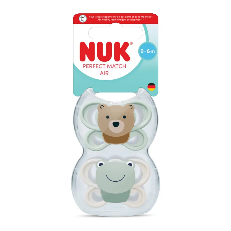 NUK Perfect Match Air Mini Soother Bear and Frog 0-6 months