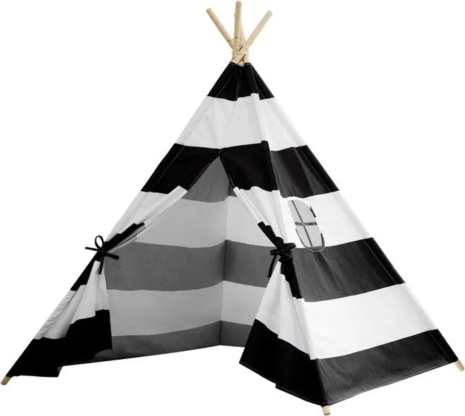 Chenshia Cotton Canvas Teepee Tent Kids Indoor Outdoor Toddlers Play Tent - Black