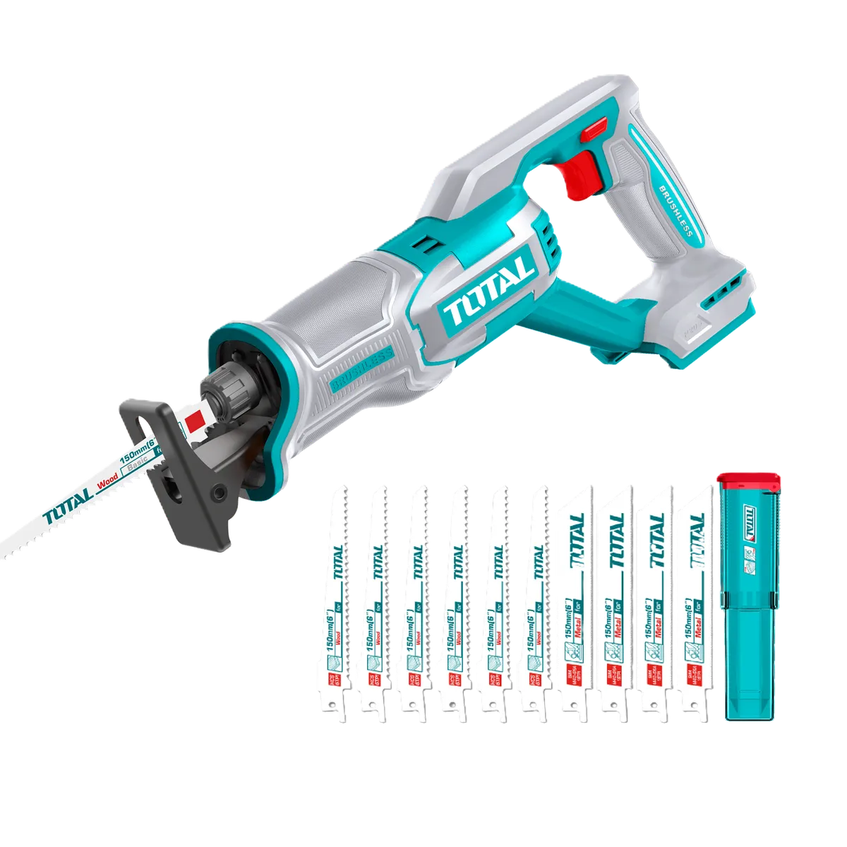 TOTAL Reciprocating Saw Li-Ion 20V with 10-Piece Blade Set