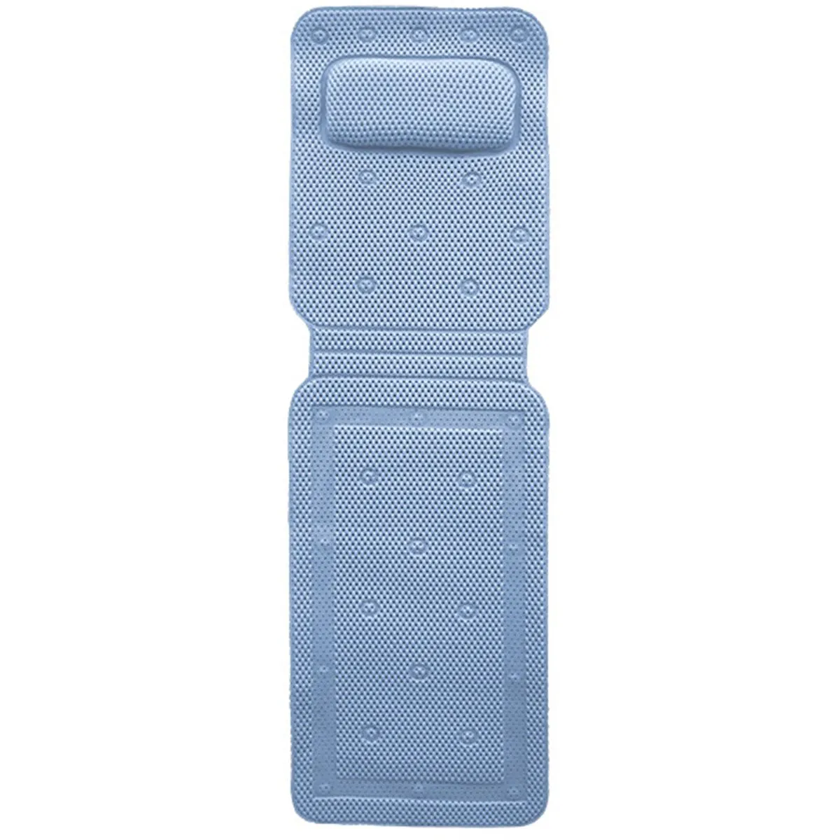 Non Slip Bath Shower Mat with Pillow,pvc foam bathtub cushion with suction - Blue