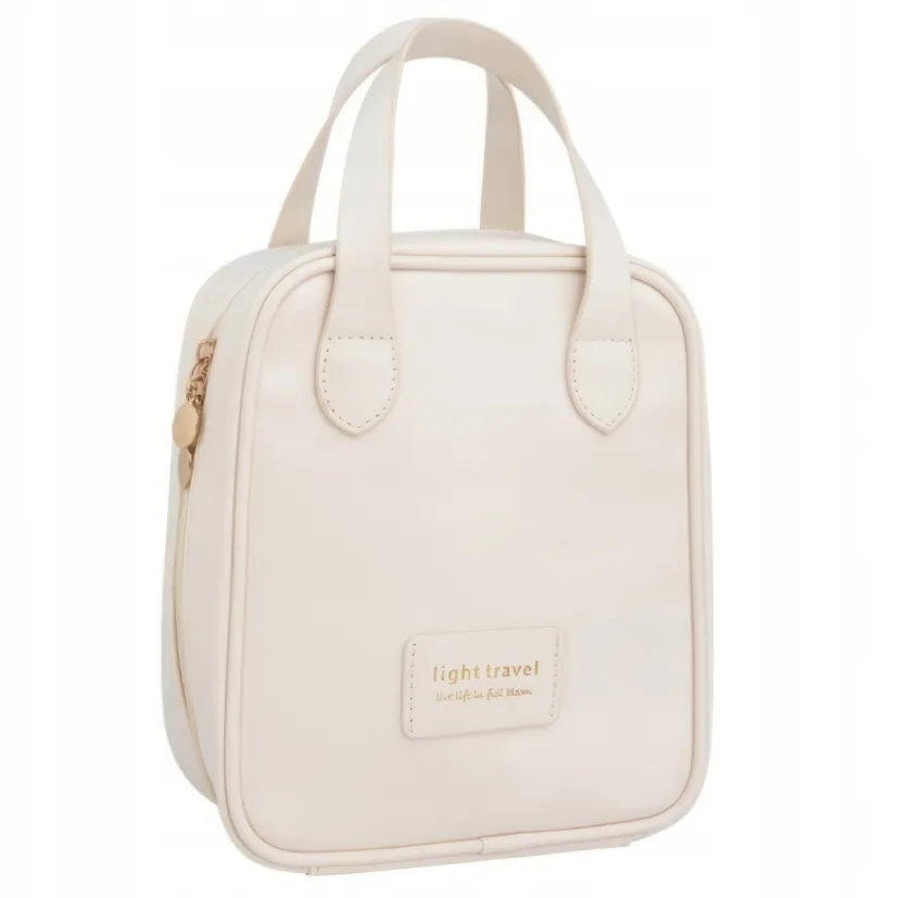 HandBag PU Cosmetics Bag Waterproof Portable Travel Toiletry Bag White