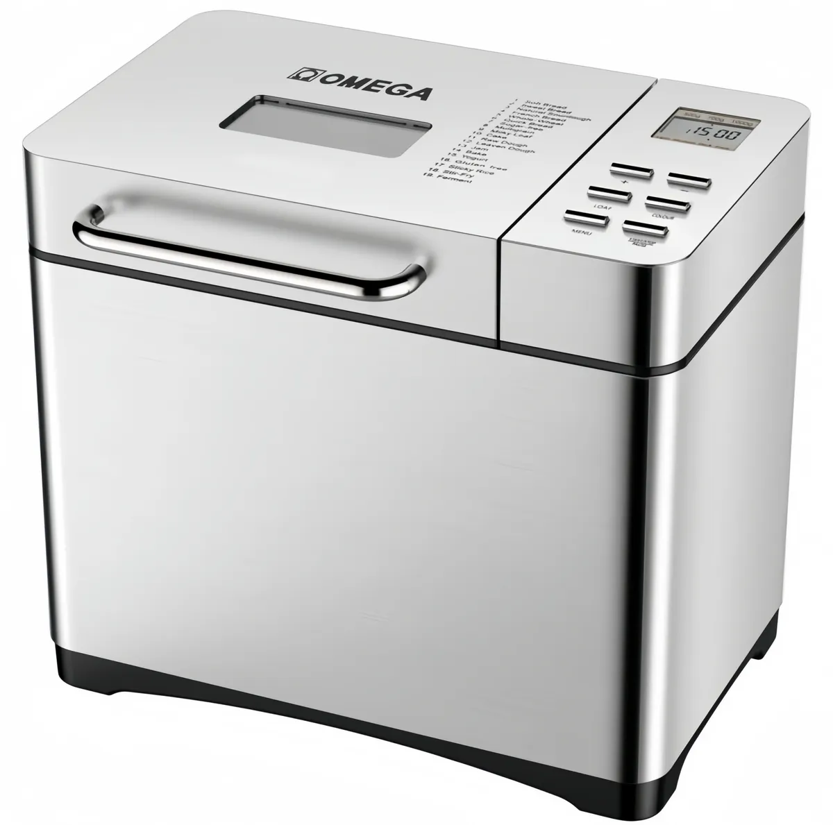 Omega 19-in-1 Stainless Steel Bread Maker Machine, 2LB with Nut Dispenser
