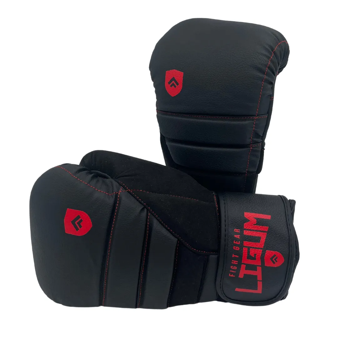 Microfibre Leather Boxing Gloves - Red Stitching Detail