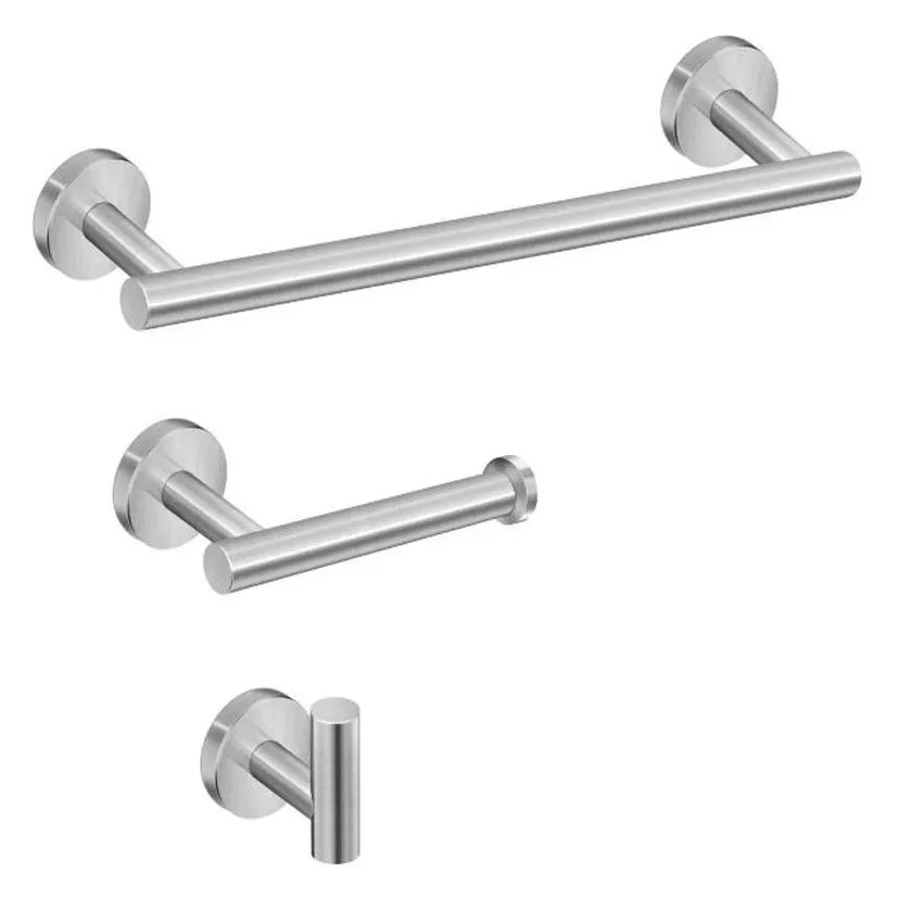 MamaMia Stainless steel 3 Piece Bathroom Accessory Set - Brush Silver set
