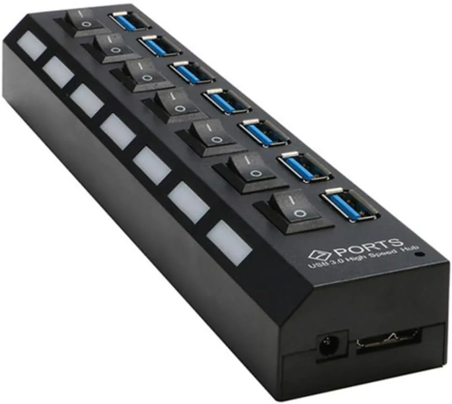 USB Hub Splitter With Individual High-Speed Data Transfer For Laptops, PCs