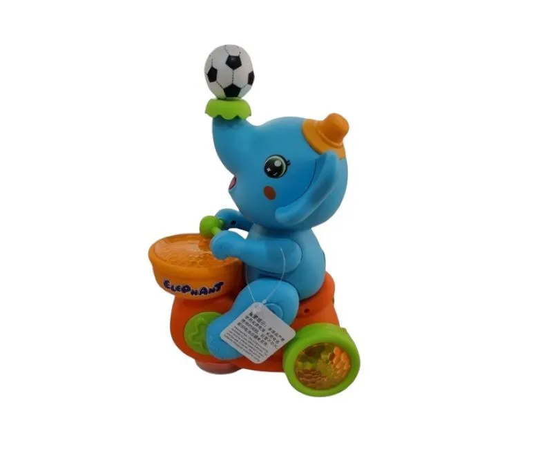 Babies-Up Blue Elephant With Music And Flashing Light Playing Drums