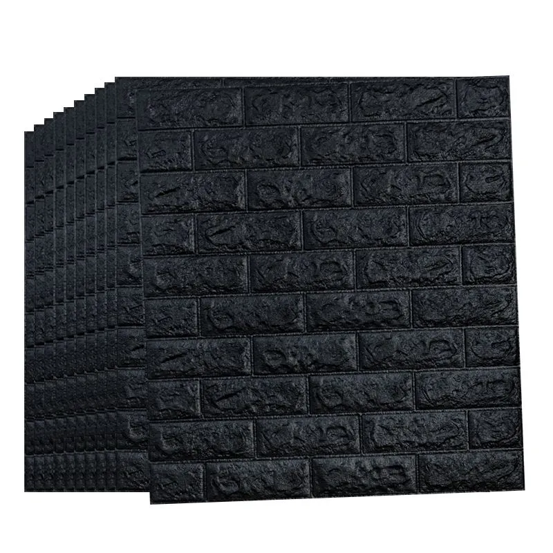 Black 10 Pack Wall Panels Brick Design PE Foam Wallpaper