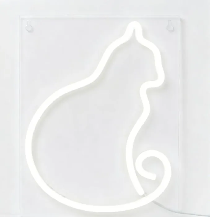 Cat LED Neon Sign USB Wall Night Light White