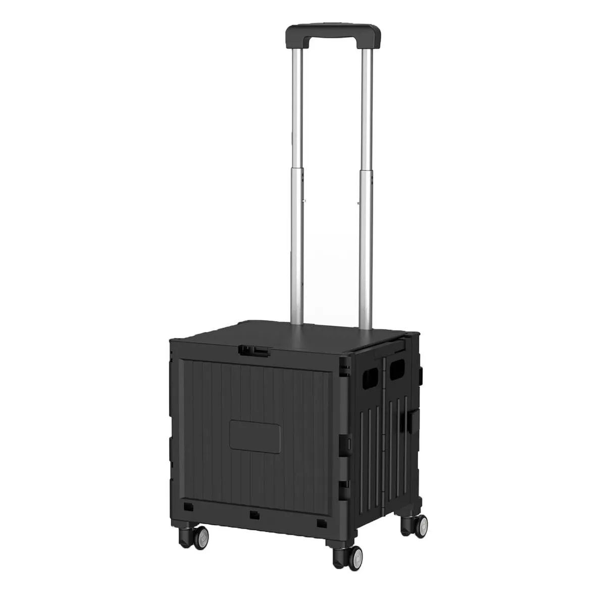 32L Foldable Grocery Shopping Trolley with Telescopic Handle Storage Cart - Black