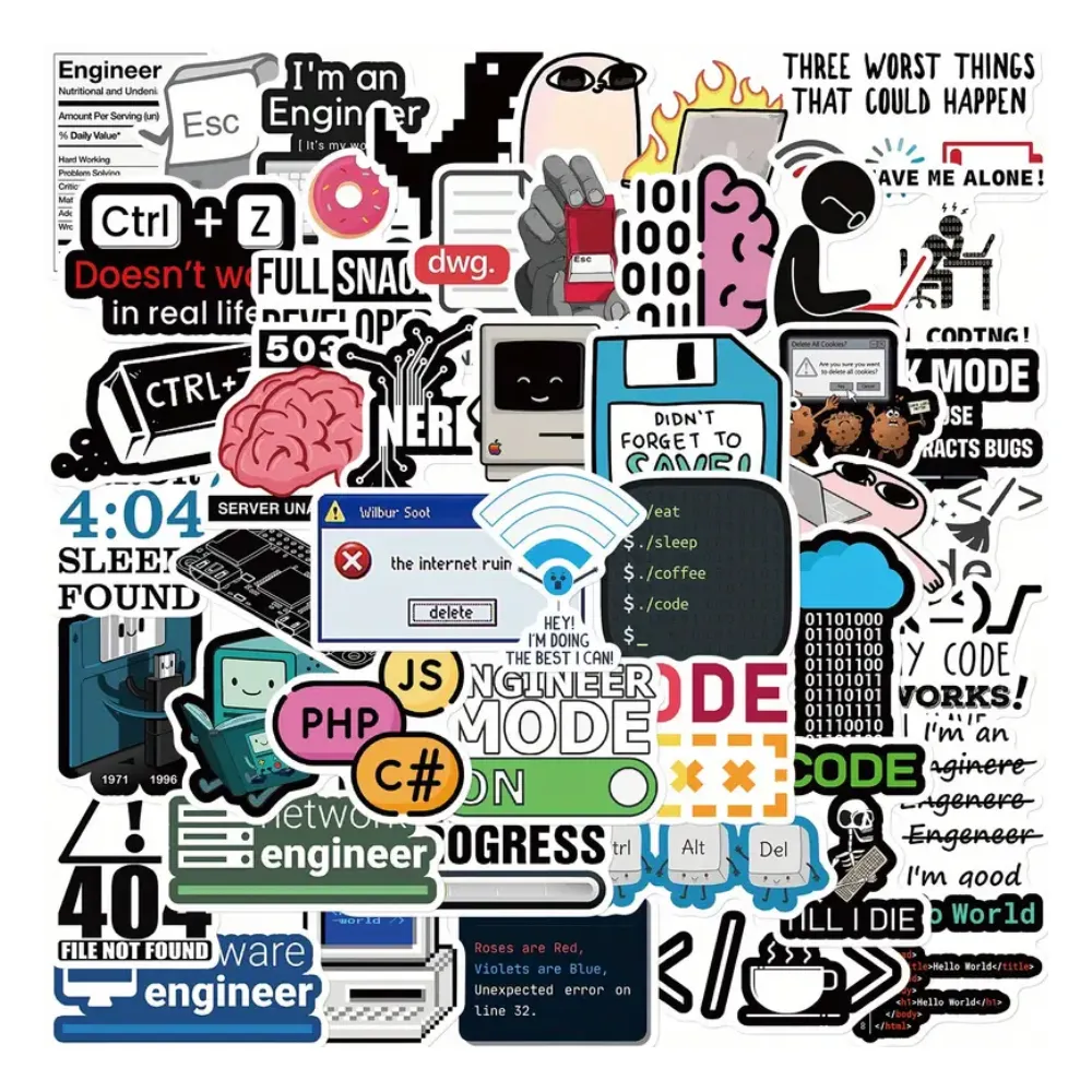 50Pcs Coding Programming App Software Stickers Variety Pack Stickers