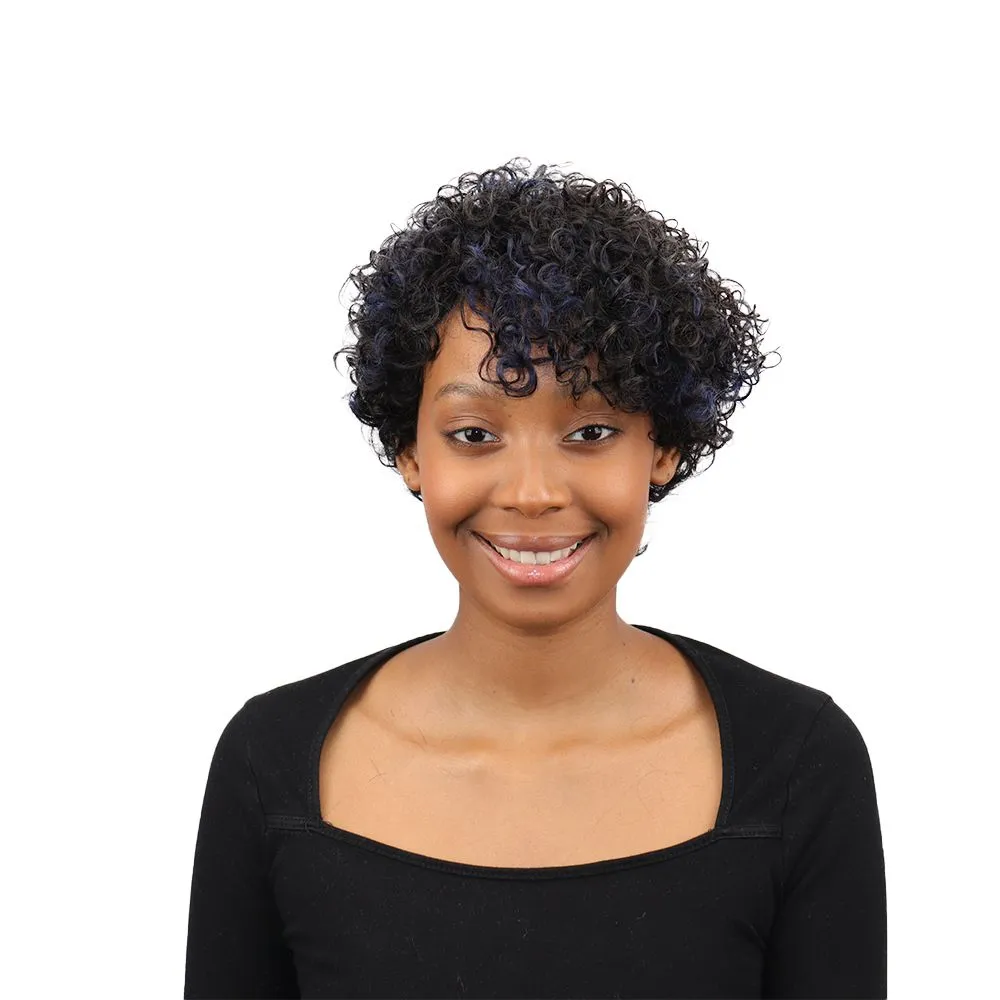 Joedir Brazilian Human Hair Short Wigs Pixie Cut Wig Hair Perfect 1BBlue