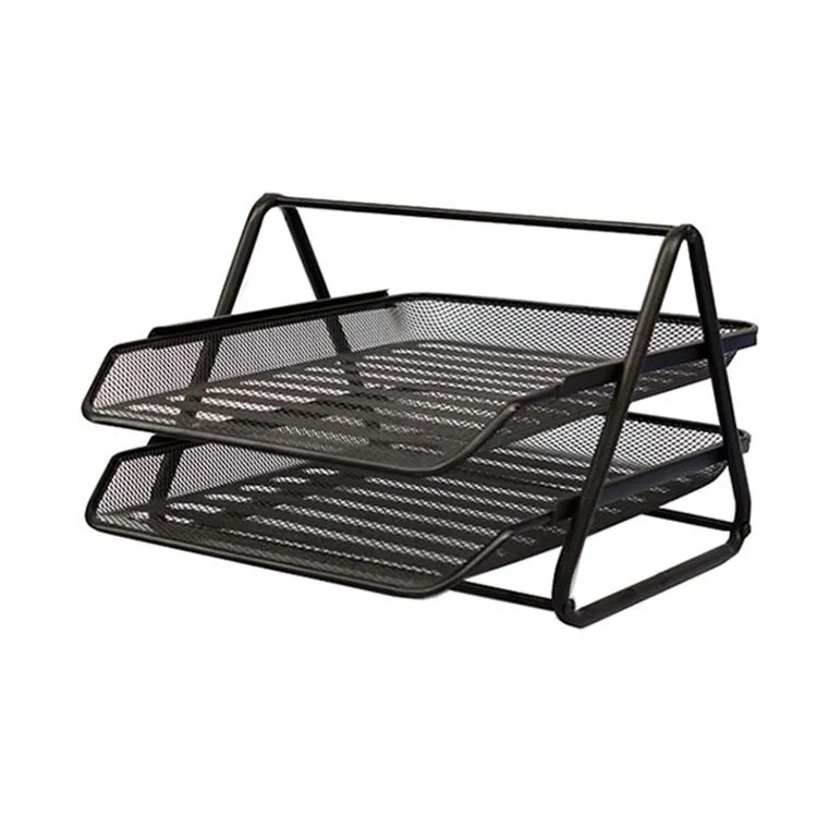 2-Layer Metal File Tray Office Supplies Desktop Organizer