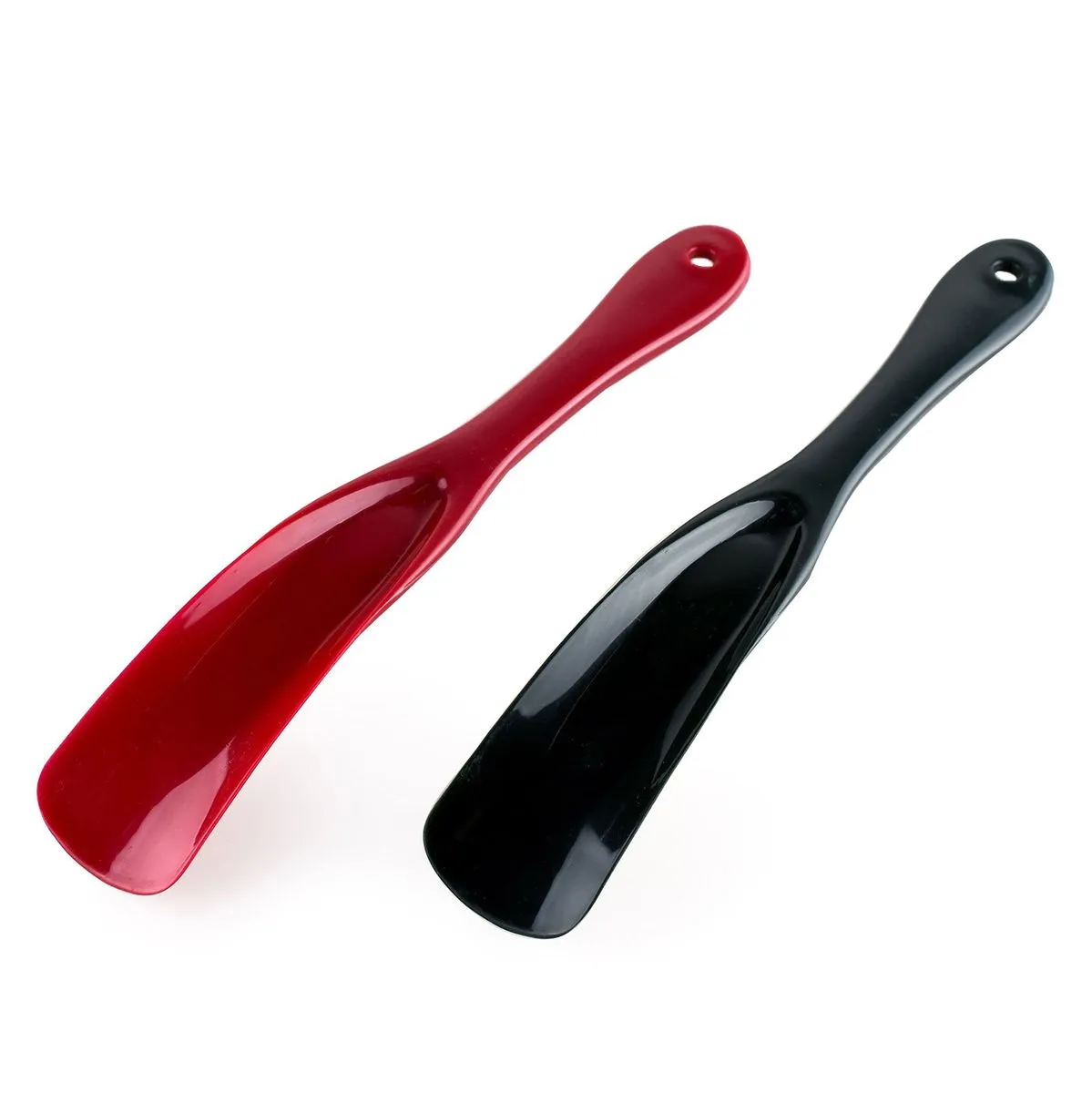 2Pc Shoe Horn-Unisex Long Handled Shoe Horn for Easy Shoe Wearing Black Red