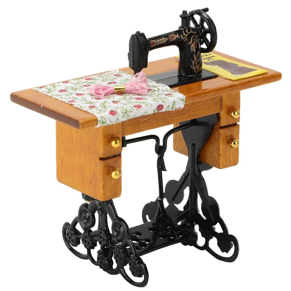 Vintage Miniature Sewing Machine Toy Compatible with 1:12 Dollhouse