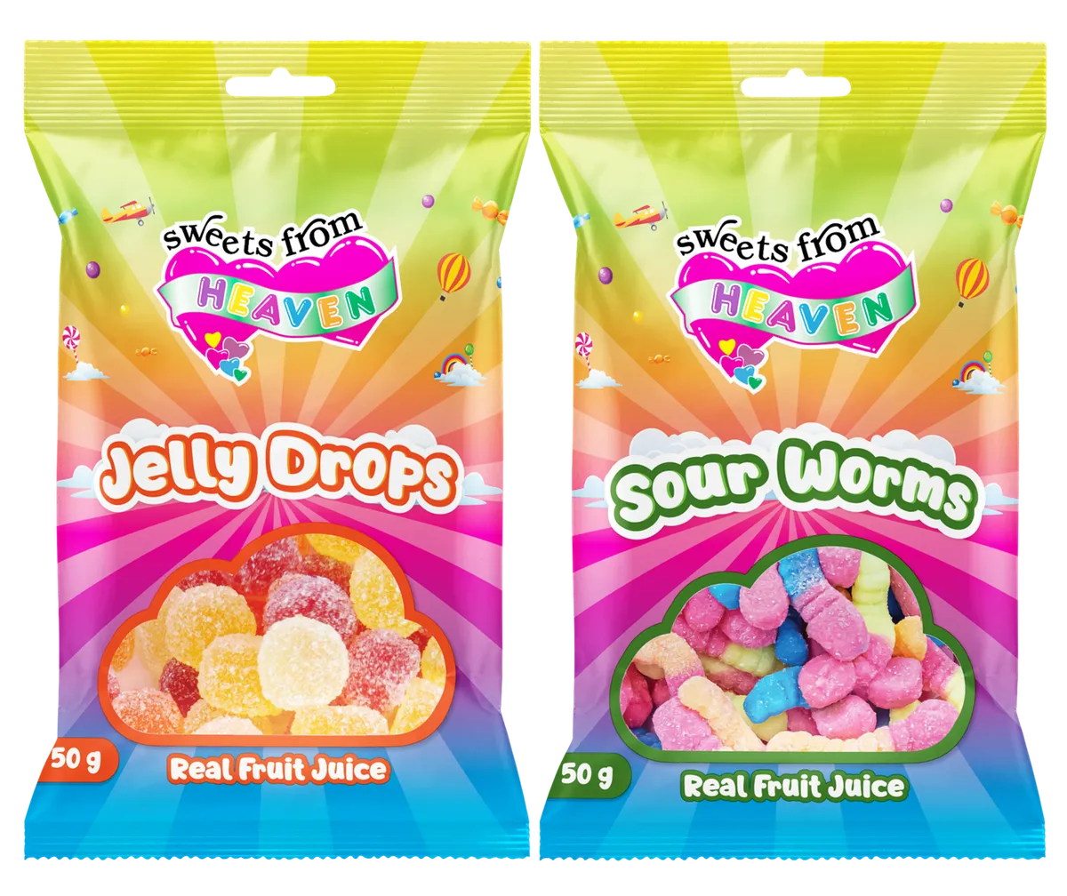 12Pk | Sweets from Heaven | Jelly, Worms | Sweets & Chocolate Hampers | 50g