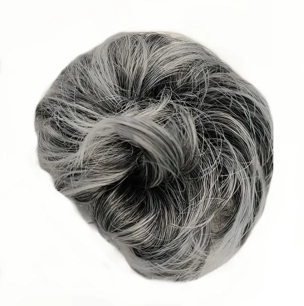 Messy Chignon Scrunchie Hair Bun Pony Updo For Women - 1BT Light Grey Mix